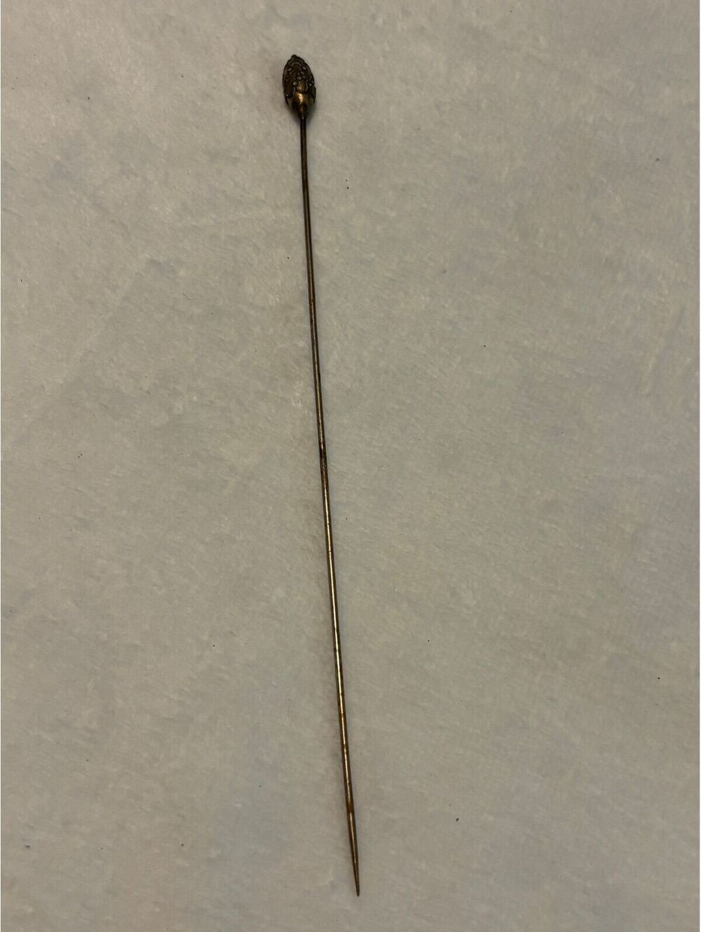 Victorian Metal Hat Stick Pin Teardrop Shape Gold Gilded Finish